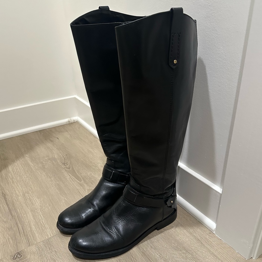 Tory Burch Joanna Riding Black Leather Boots—size 7.5 Authentic